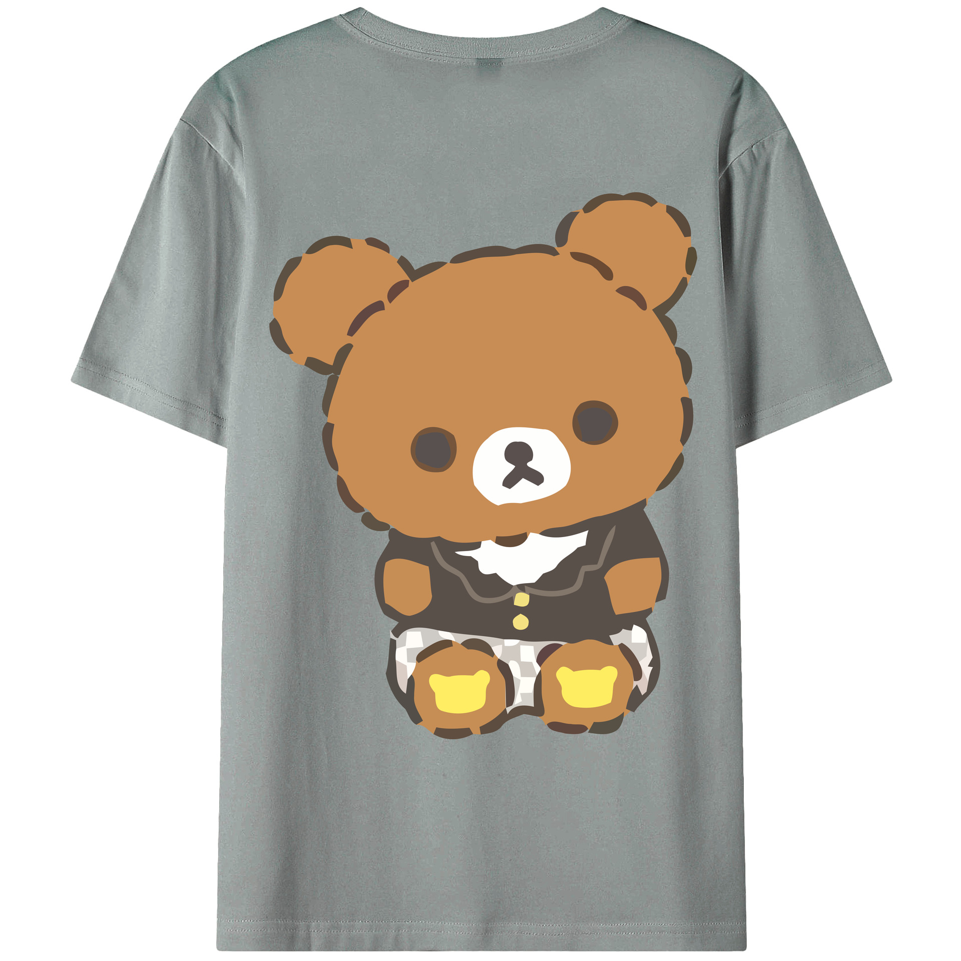 （画像用） リラックマ リラックマ キイロイトリ Rilakkuma Korilakkuma Kiiroitori 綿100％ メンズ半袖Tシャツ（バックプリント） 通気性